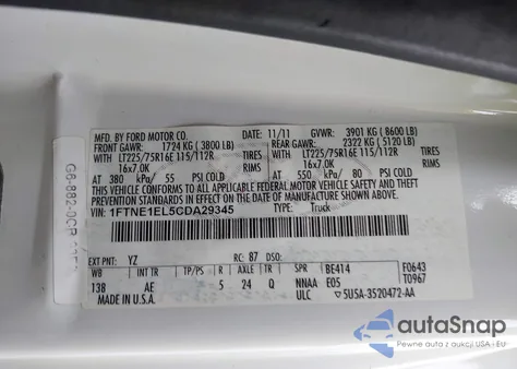 2012 Ford E-150 Commercial из США, поврежденный, VIN 1FTNE1EL5CDA29345